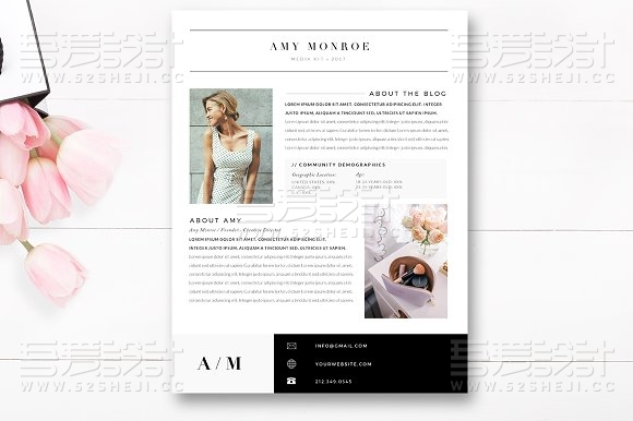 4页博客媒体套件单页模板