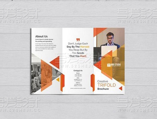 橙色创意企业通用三折页模板