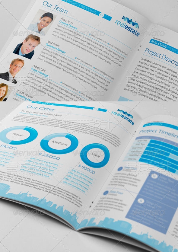 蓝色简约精美企业数据分析画册模板