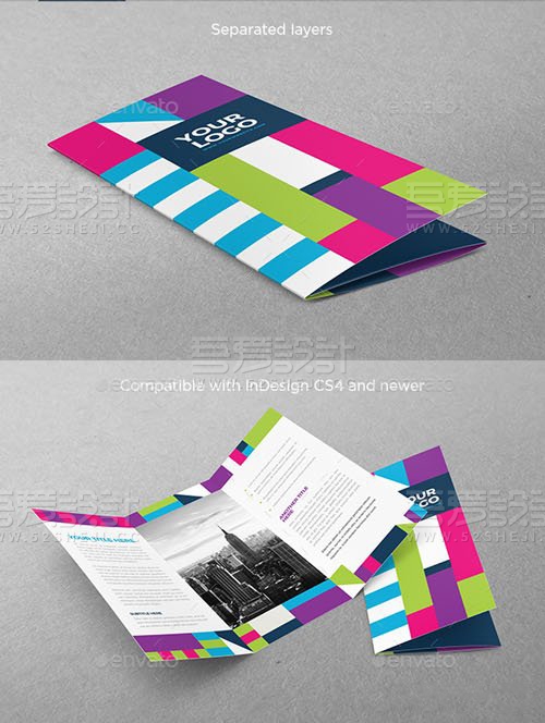 酷炫彩3折页模板