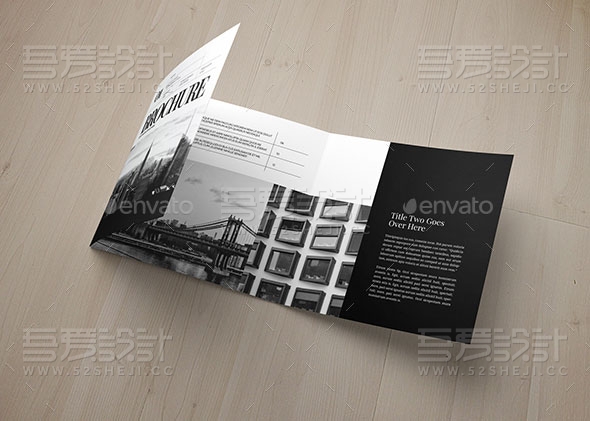 方形黑白简约大气企业三折页模板