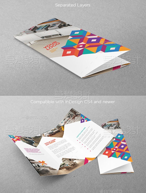 炫彩酷纹企业三折页模板