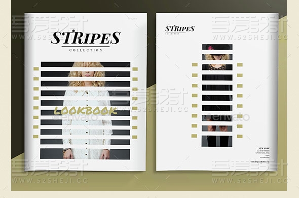 简约大气条纹服装展示宣传画册模板