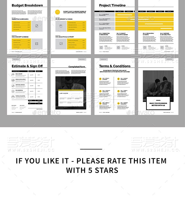 欧美风简约企业团队宣传画册模板