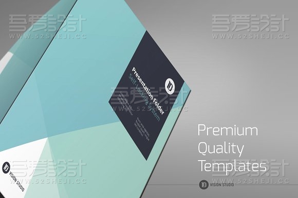 蓝绿色企业通用文件夹模板