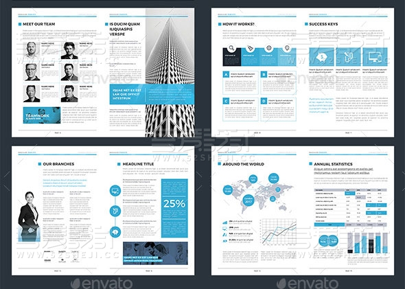 蓝色简约大气企业简介画册模板