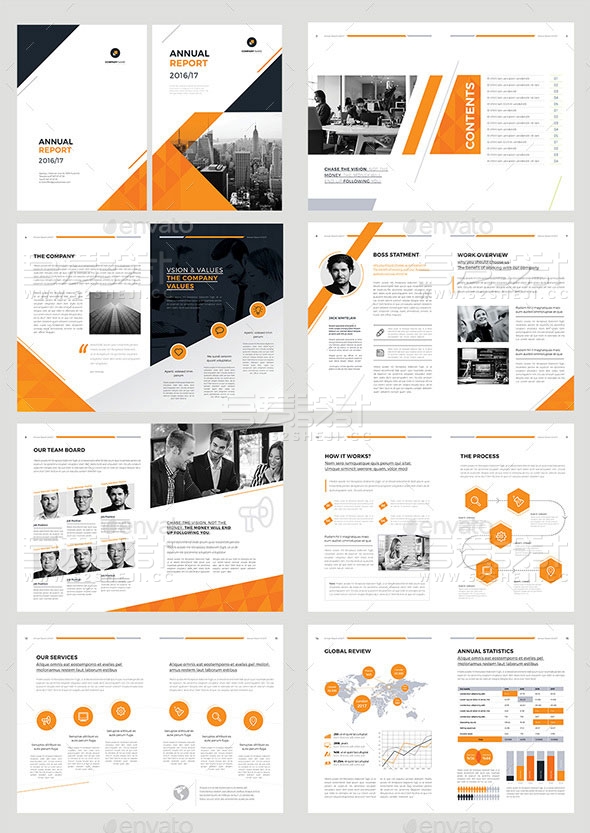 橙色创意高端大气画册模板