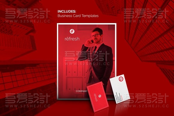 24P商务企业介绍通用画册+名片InDesign模板