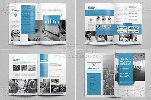 蓝色简约大气企业通用画册模板