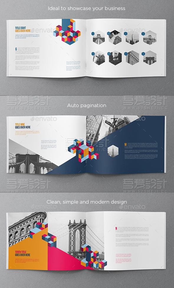 炫彩花纹小册子画册模板
