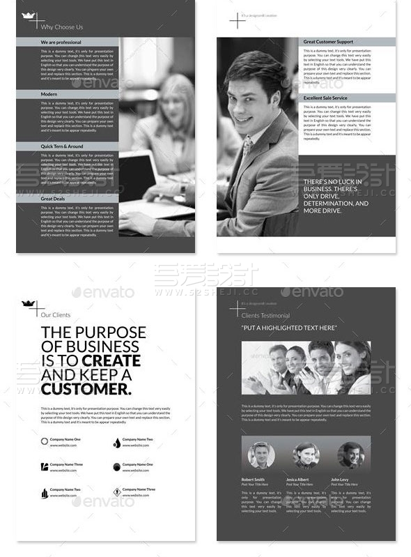 黑白高端大气企业宣传画册模板