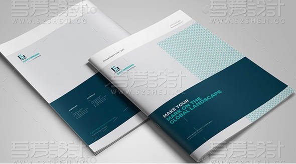 简洁蓝色商务画册模板