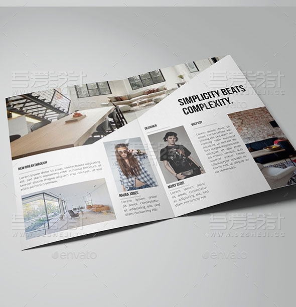 简约大气室内设计展示画册模板