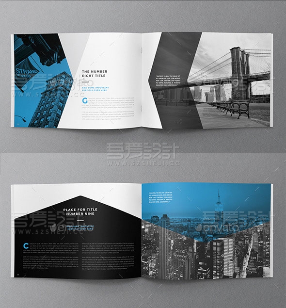 简约现代黑蓝双色企业画册模板