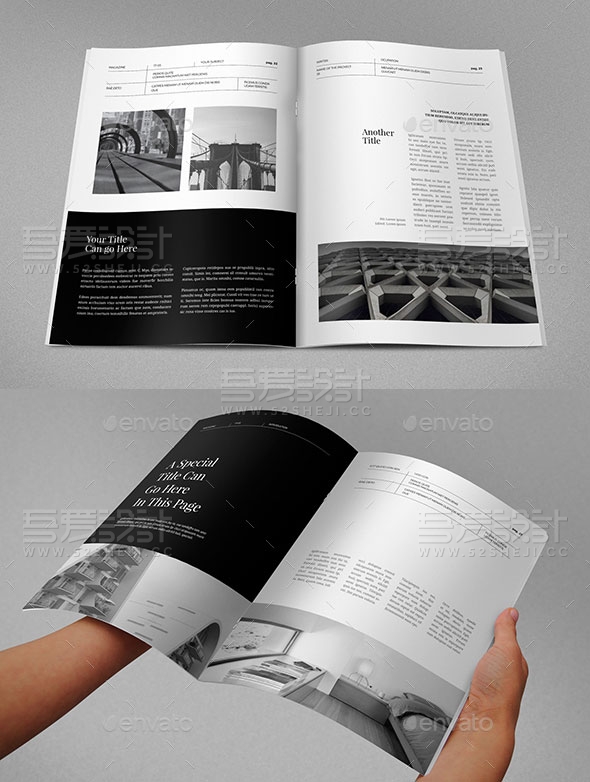 简约黑白组合杂志画册模板