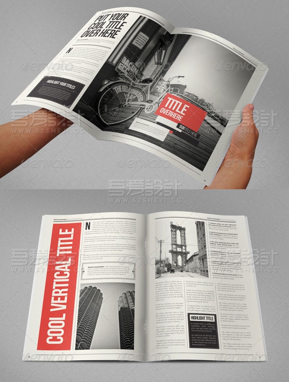 简洁indd复古杂志画册模板