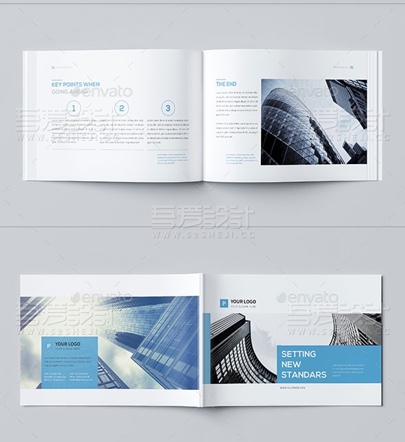 蓝色简约大气商业宣传画册模板