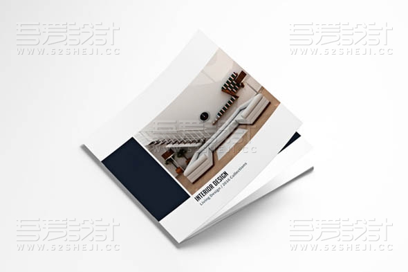 简约大气室内设计家具展示方形画册模板