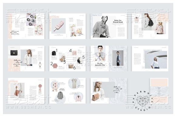 简约大气服装展示杂志画册模板