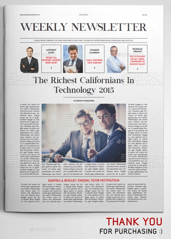 每周时事通讯报纸杂志模板