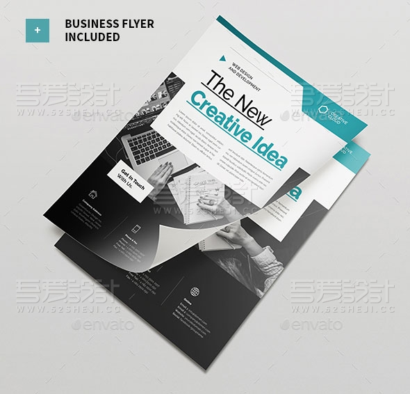 蓝色高端欧美风格企业宣传画册模板