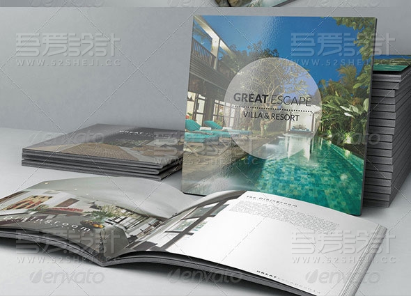 别墅和度假村广场目录宣传画册模板
