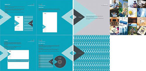 方形蓝色简约企业宣传画册模板