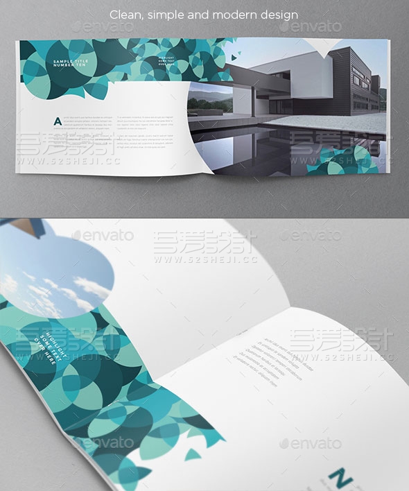 现代蓝色建筑画册模板