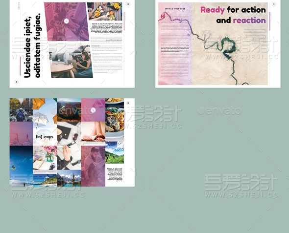 洋红色杂志宣传画册模板