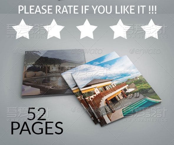 酒店别墅度假村方形宣传画册模板