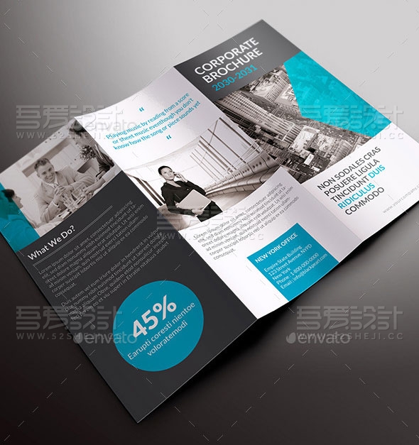 欧美风格企业三折页模板