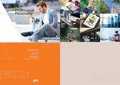 橙色横板简约大气宣传画册模板