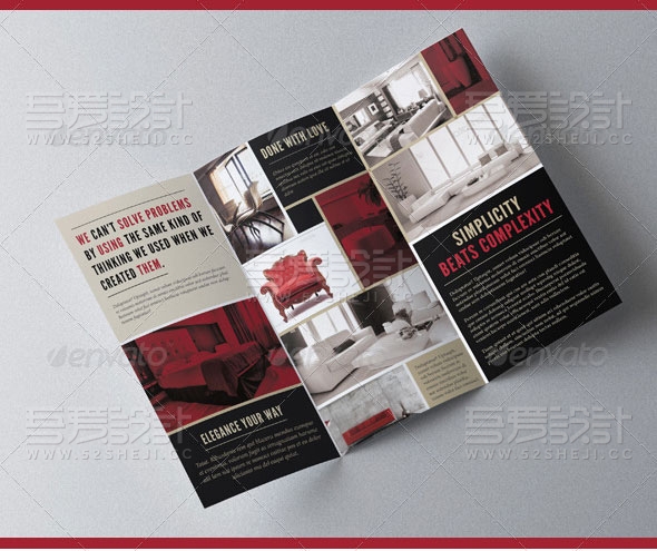 高端欧美风格家具展示三折页模板