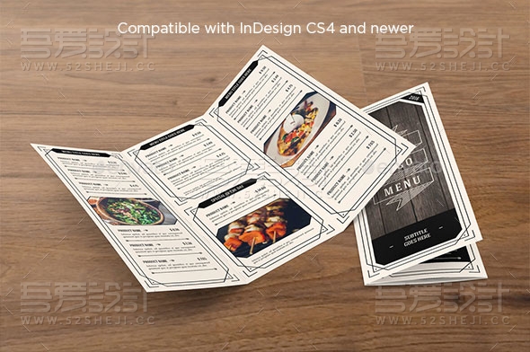 复古独立菜单三折页模板