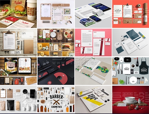 [800GB]VI智能贴图模板合集标志效果图包装画册海报名片