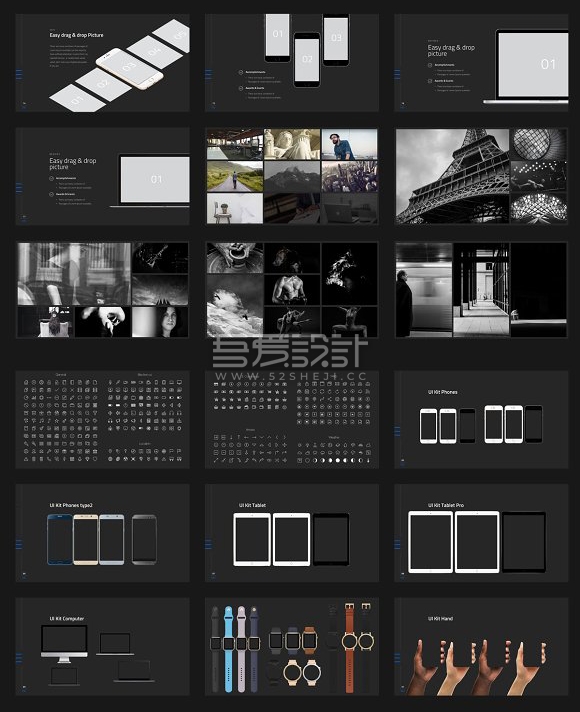 90多页黑色简约风格PPT模板