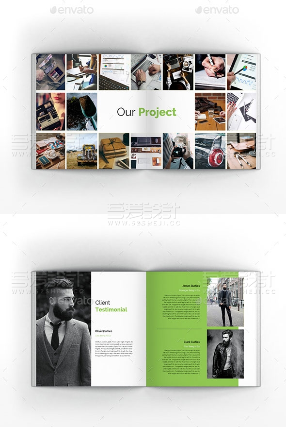 方形简约大气企业宣传画册模板