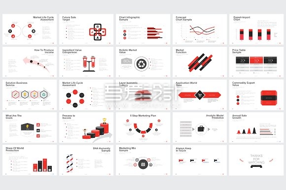 扁平化图表商务keynote模板
