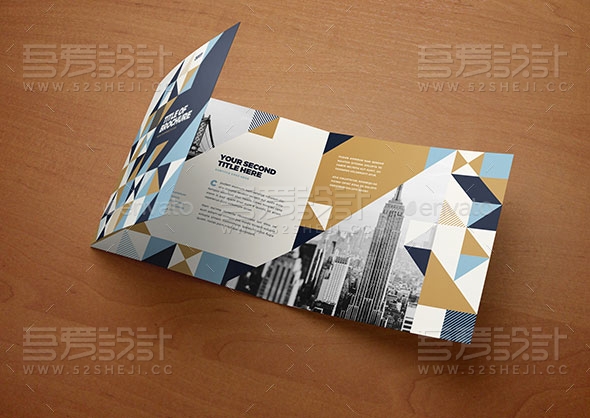 方形冷纹创意企业三折页模板