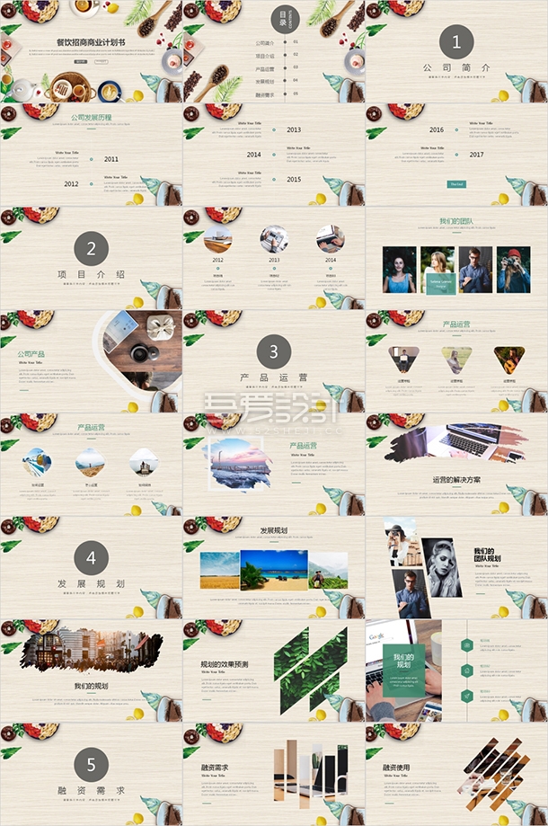 精美餐饮美食行业招商商业计划书PPT模板