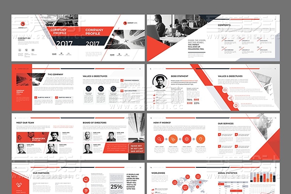 红色创意企业宣传画册模板