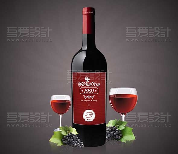 啤酒瓶红酒瓶子瓶子包装PSD样机贴图模板