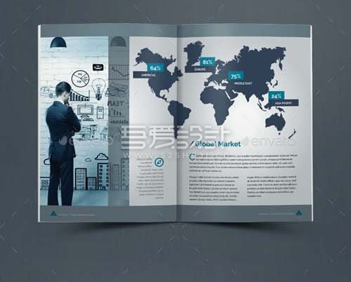 蓝色企业商业计划宣传画册模板