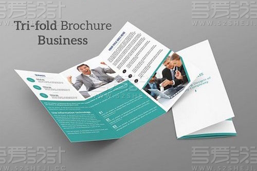 淡蓝色简约精美企业三折页模板