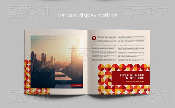 方形复古红圈画册模板