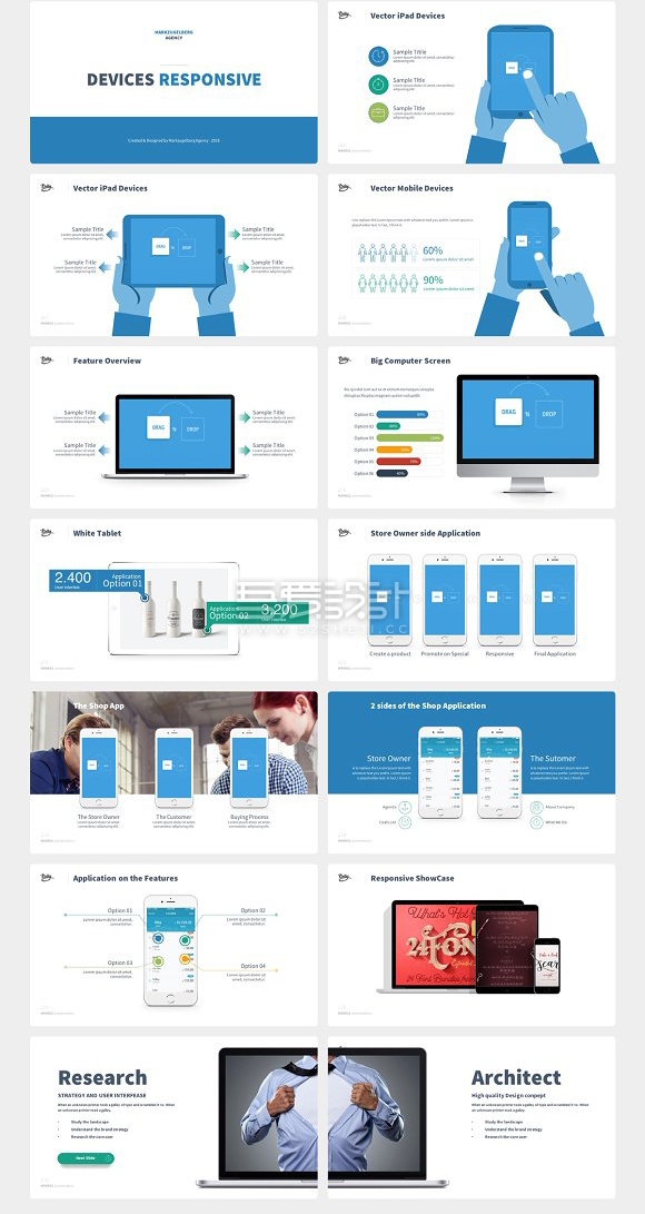 多色系团队介绍商务通用PPT模板