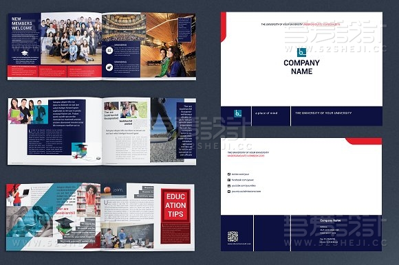 简约欧美风大学章程简介画册模板
