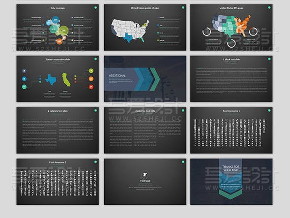 多色彩扁平化企业通用PPT模板