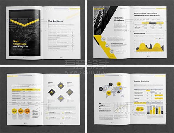 黑黄色创意时尚企业宣传册模板