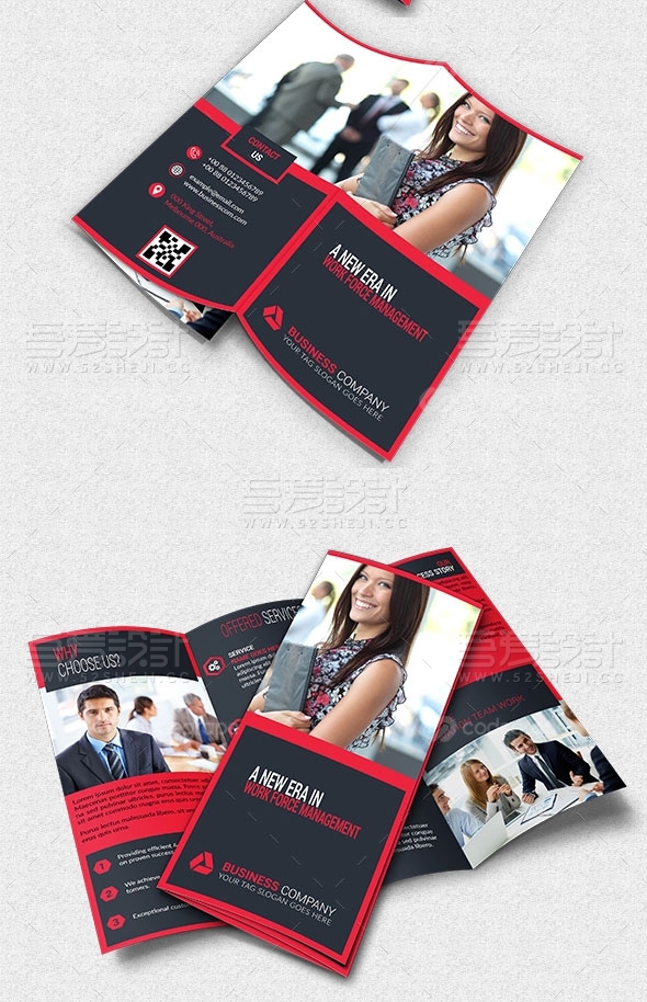 高端欧美大气团队介绍企业介绍三折页模板